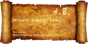 Antoni Boglárka névjegykártya